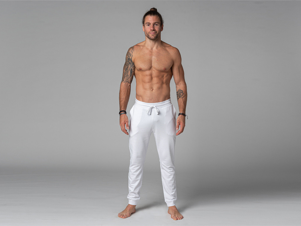 Pantalon de Yoga Homme Jogger - Bio Blanc