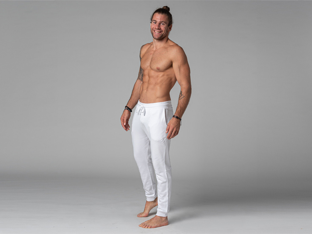 Pantalon de Yoga Homme Jogger - Bio Blanc