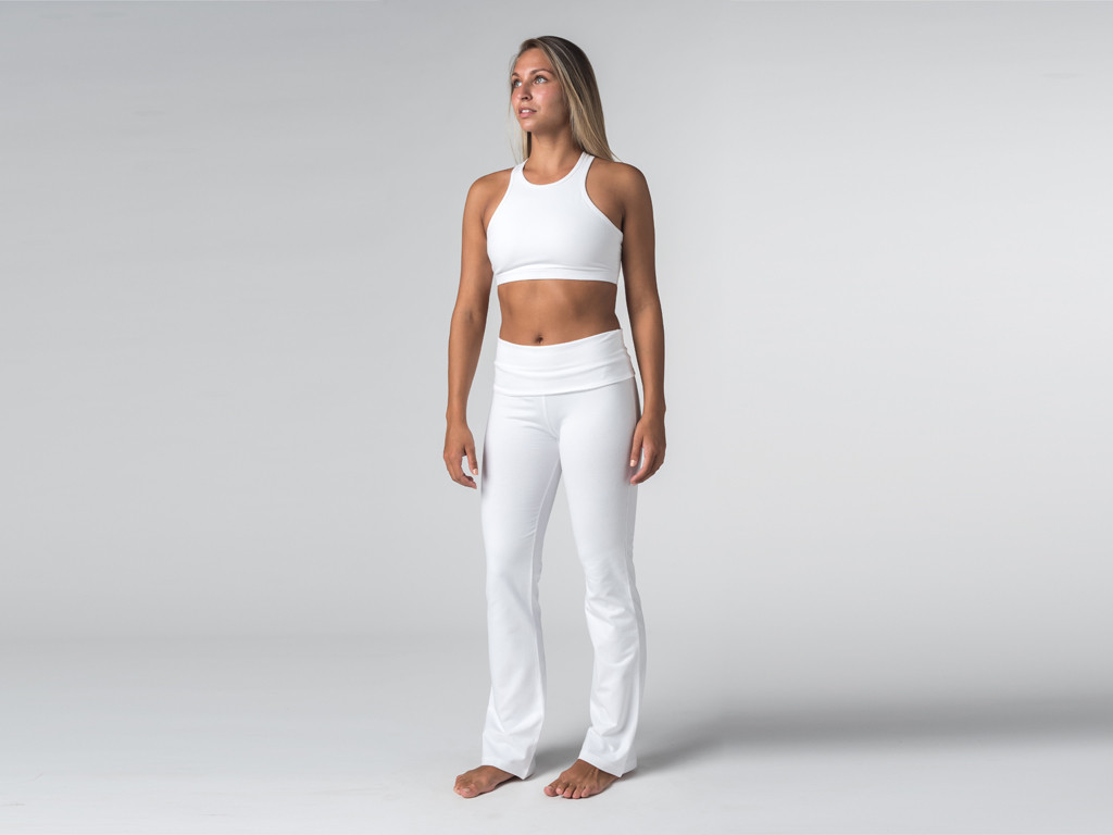 Pantalon de yoga Jazz - 95% coton Bio et 5% Lycra Blanc