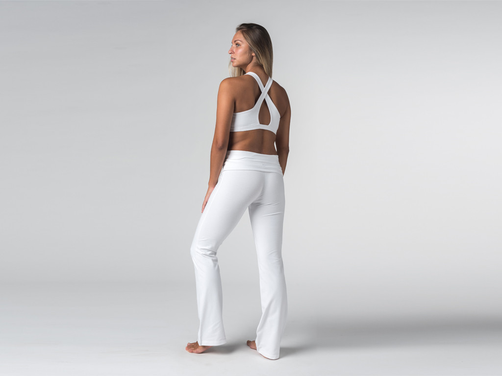 Pantalon de yoga Jazz - 95% coton Bio et 5% Lycra Blanc