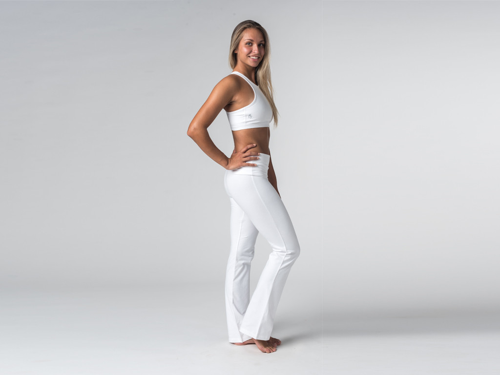 Pantalon de yoga Jazz  - 95% coton Bio et 5% Lycra Blanc - Fin de Serie