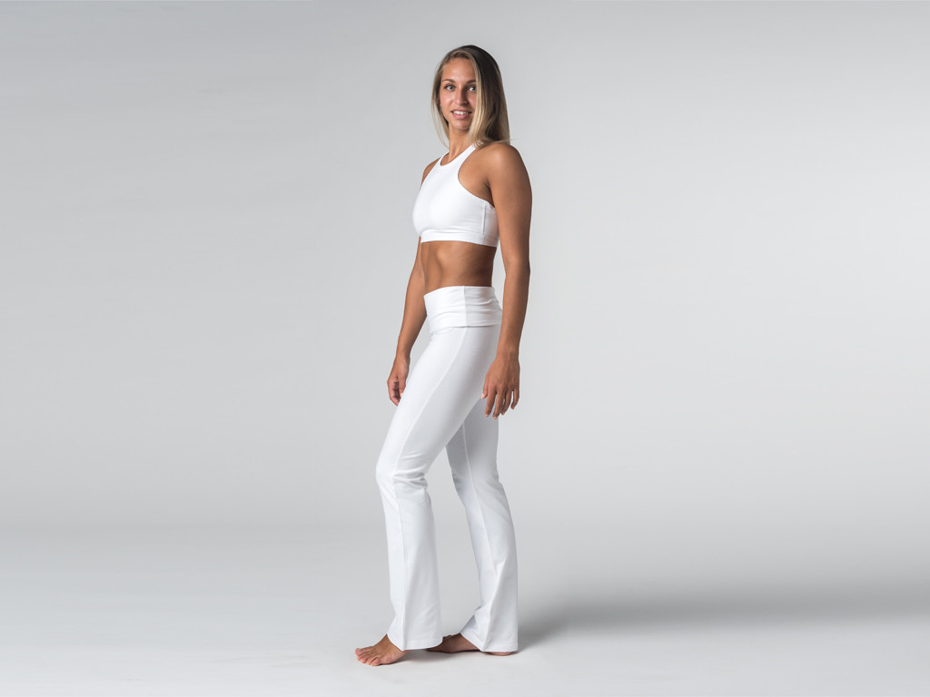 Pantalon de yoga Jazz - 95% coton Bio et 5% Lycra Blanc
