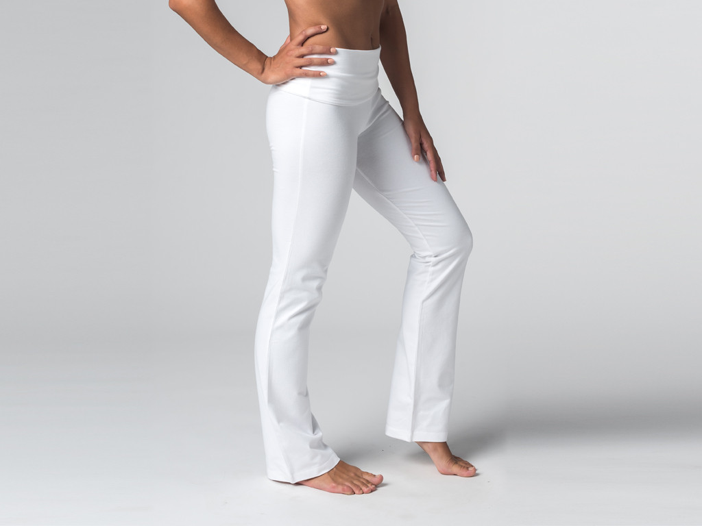 Pantalon de yoga Jazz - 95% coton Bio et 5% Lycra Blanc