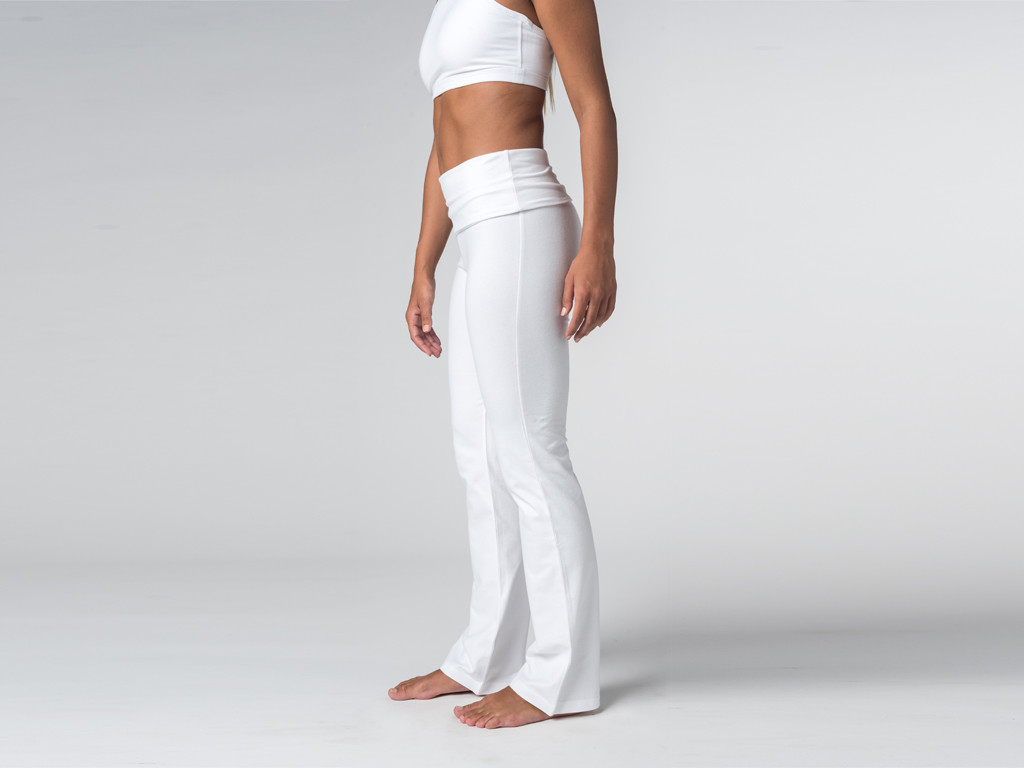 Pantalon de yoga Jazz - 95% coton Bio et 5% Lycra Blanc