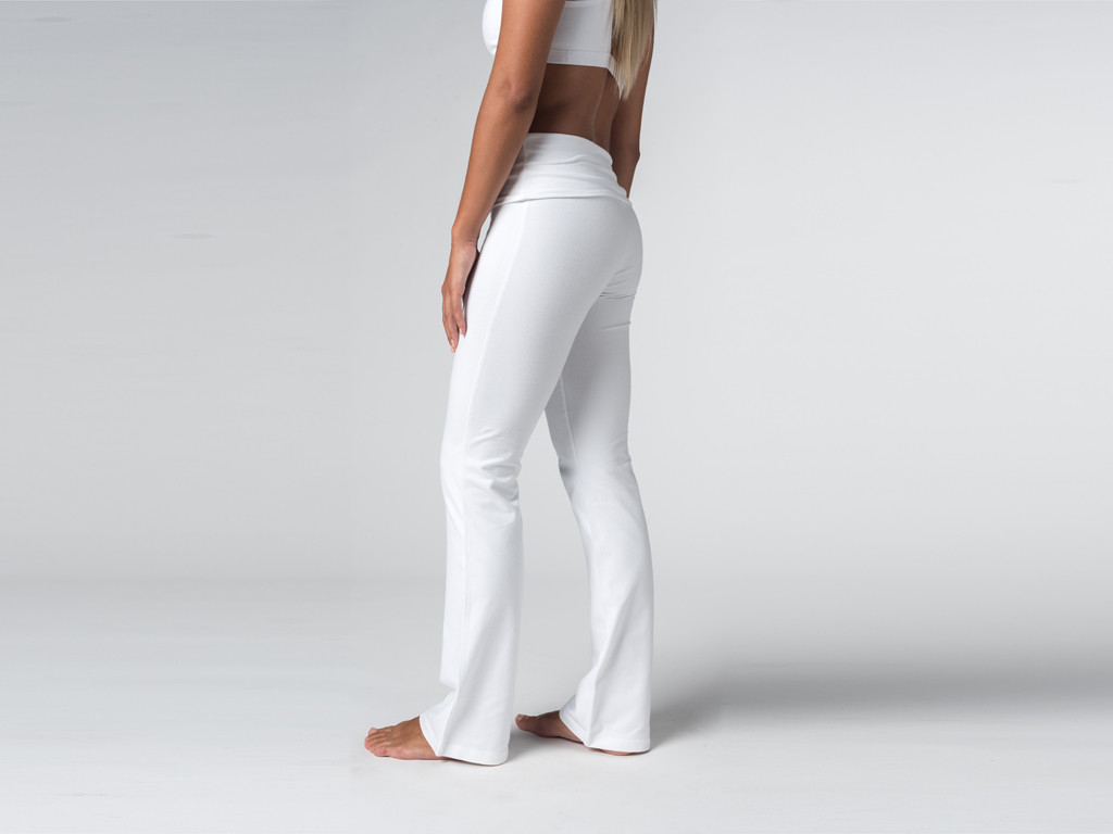 Pantalon de yoga Jazz - 95% coton Bio et 5% Lycra Blanc