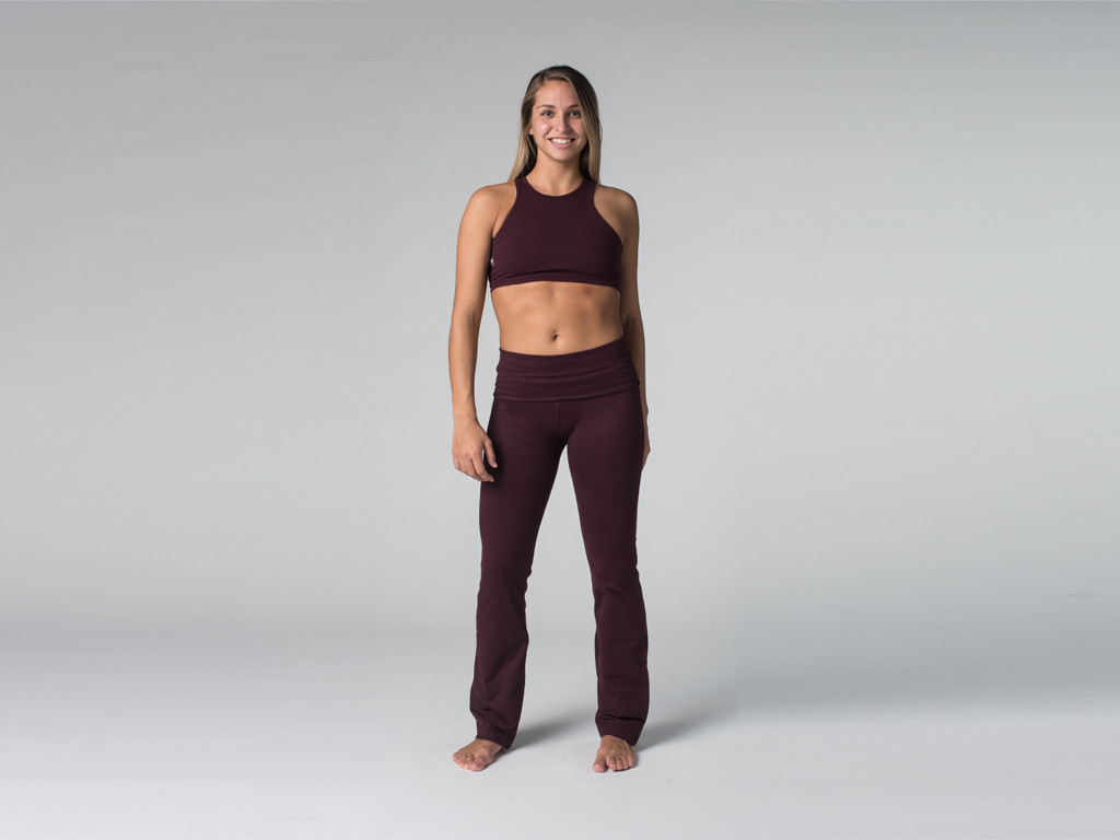 Pantalon de yoga Jazz - 95% coton Bio et 5% Lycra Prune