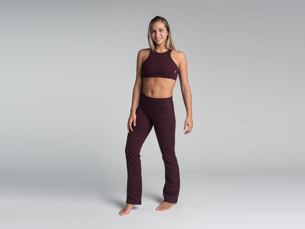 Pantalon de yoga Jazz - 95% coton Bio et 5% Lycra Prune