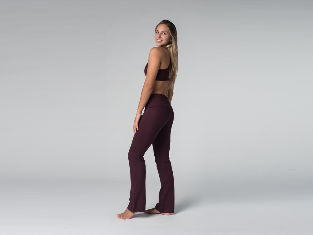 Pantalon de yoga Jazz - 95% coton Bio et 5% Lycra Prune