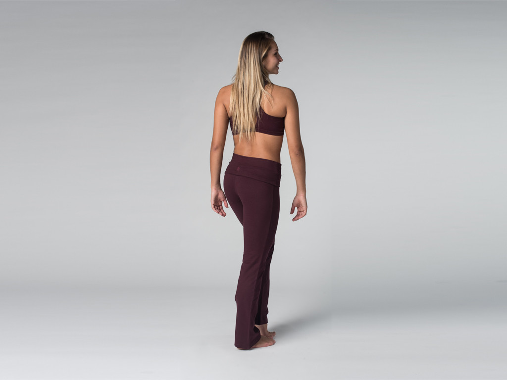 Pantalon de yoga Jazz - 95% coton Bio et 5% Lycra Prune - Fin de Serie