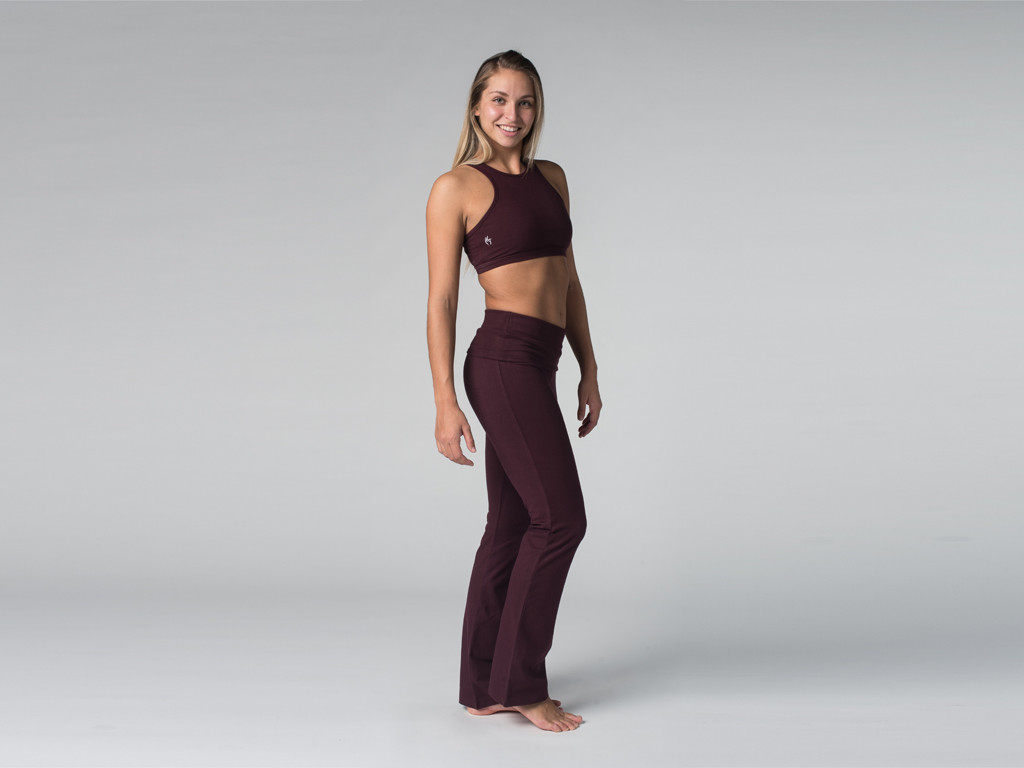 Pantalon de yoga Jazz - 95% coton Bio et 5% Lycra Prune