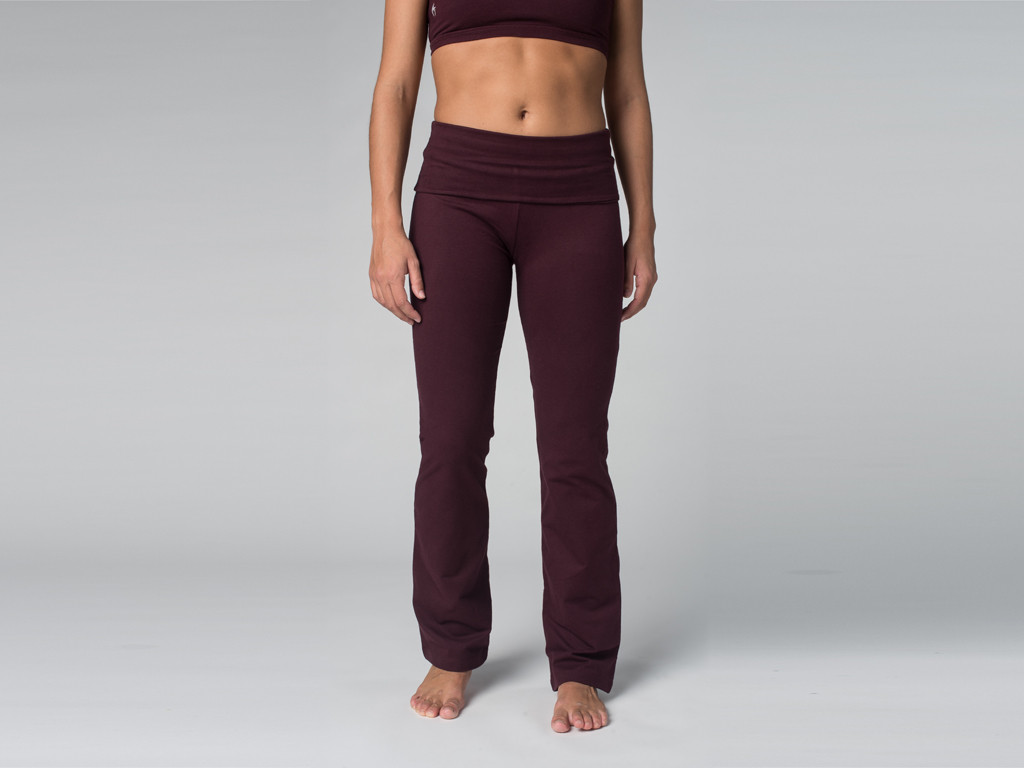 Pantalon de yoga Jazz - 95% coton Bio et 5% Lycra Prune