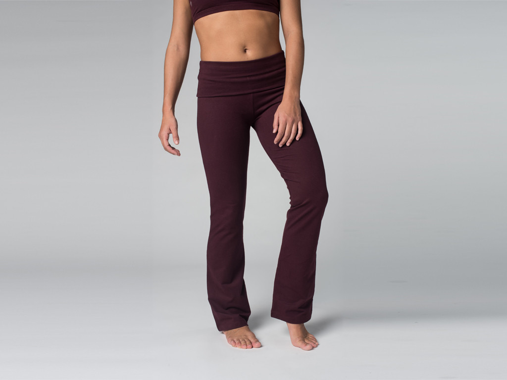 Pantalon de yoga Jazz - 95% coton Bio et 5% Lycra Prune - Fin de Serie