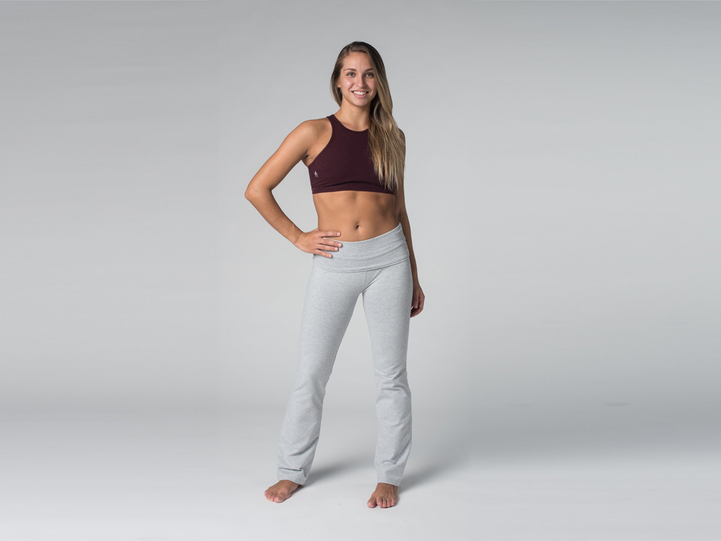 Pantalon de yoga Jazz - 95% coton Bio et 5% Lycra Gris Perlé