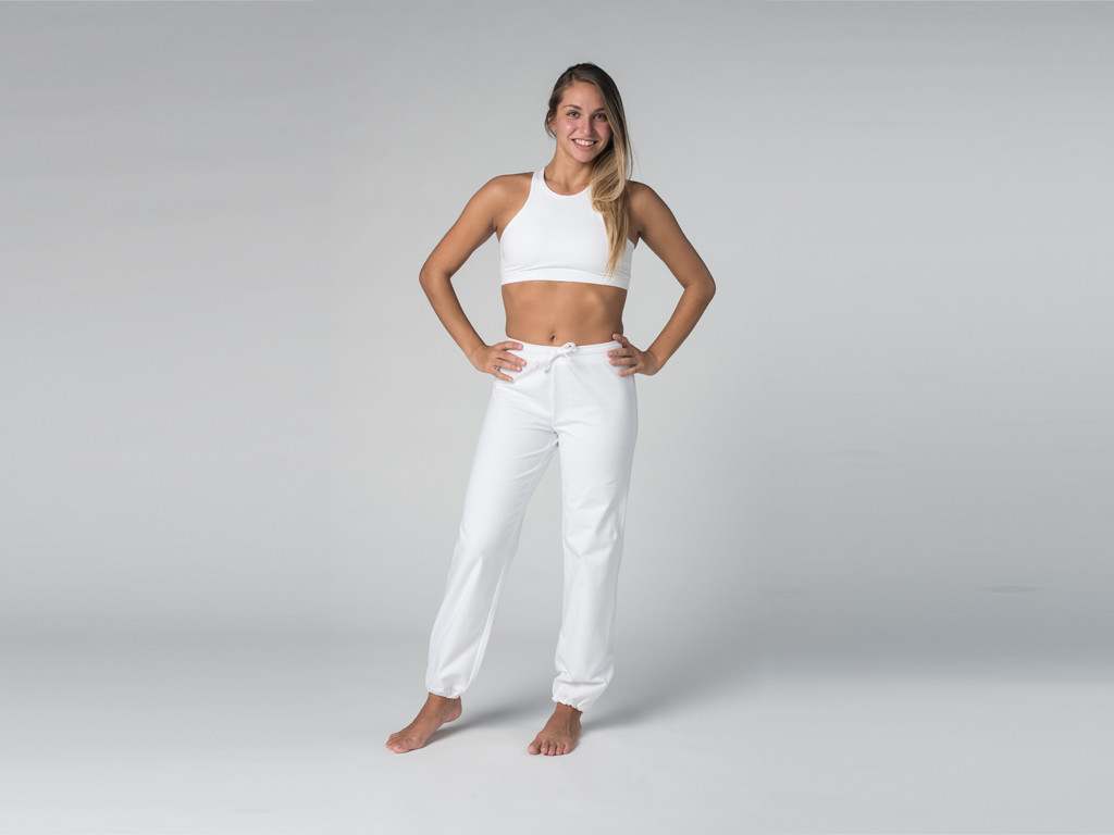 Calças de yoga Param - 95% algodão orgânico e 5% Lycra Branco