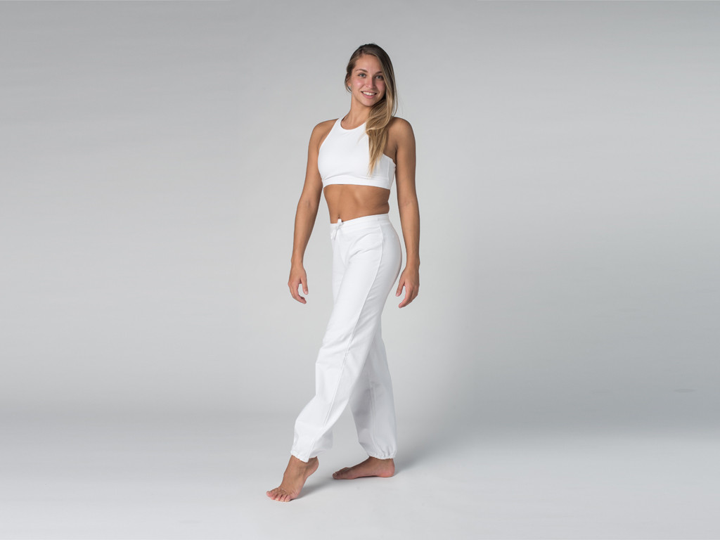 Pantalon de yoga Param - 95% coton Bio et 5% Lycra Blanc - Fin de Serie