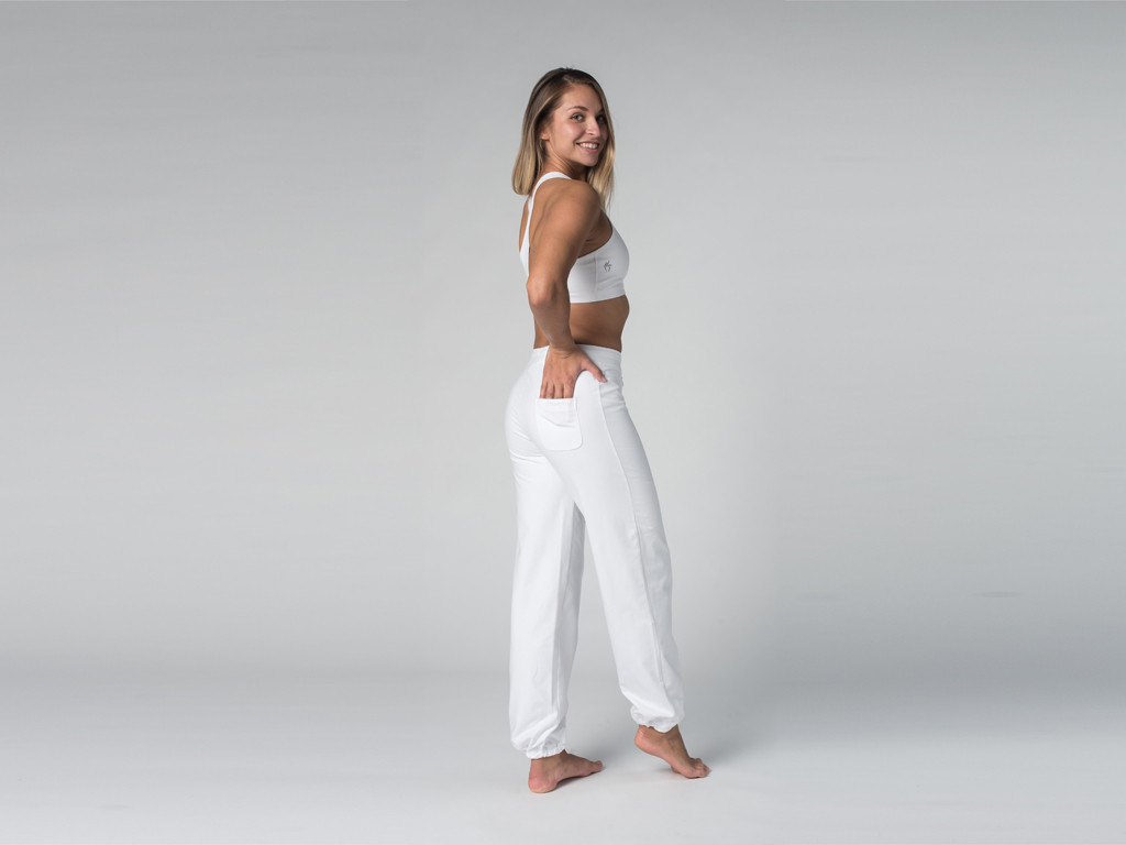 Pantalon de yoga Param - 95% coton Bio et 5% Lycra Blanc
