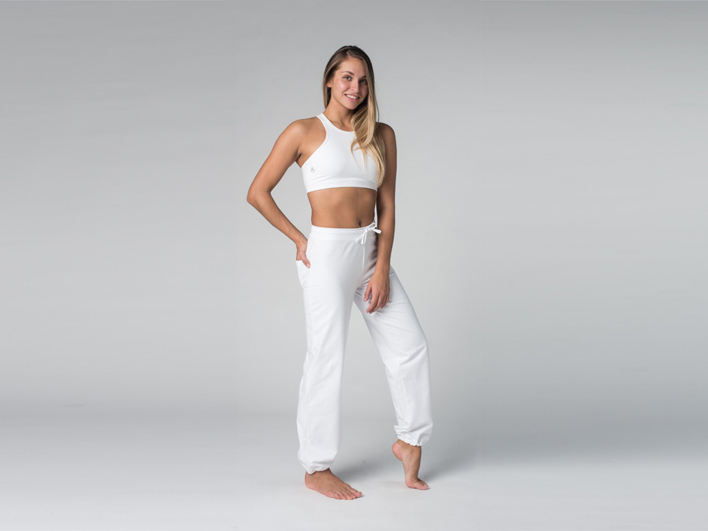 Pantalon de yoga Param - 95% coton Bio et 5% Lycra Blanc