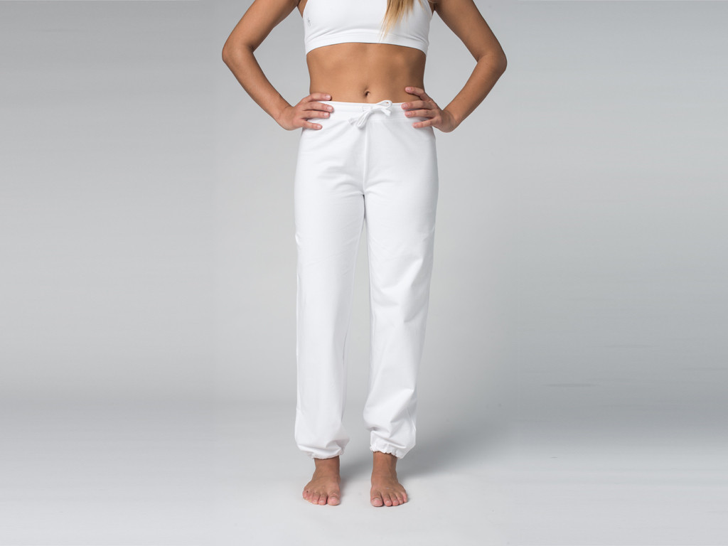Pantalon de yoga Param - 95% coton Bio et 5% Lycra Blanc