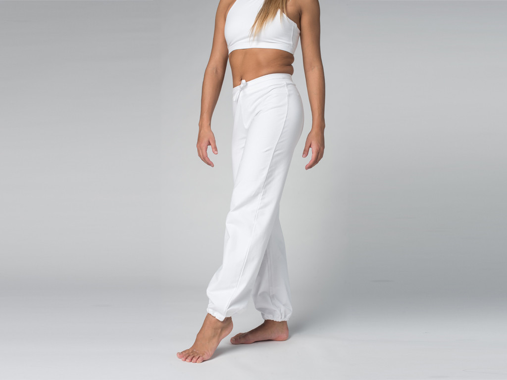 Calças de yoga Param - 95% algodão orgânico e 5% Lycra Branco