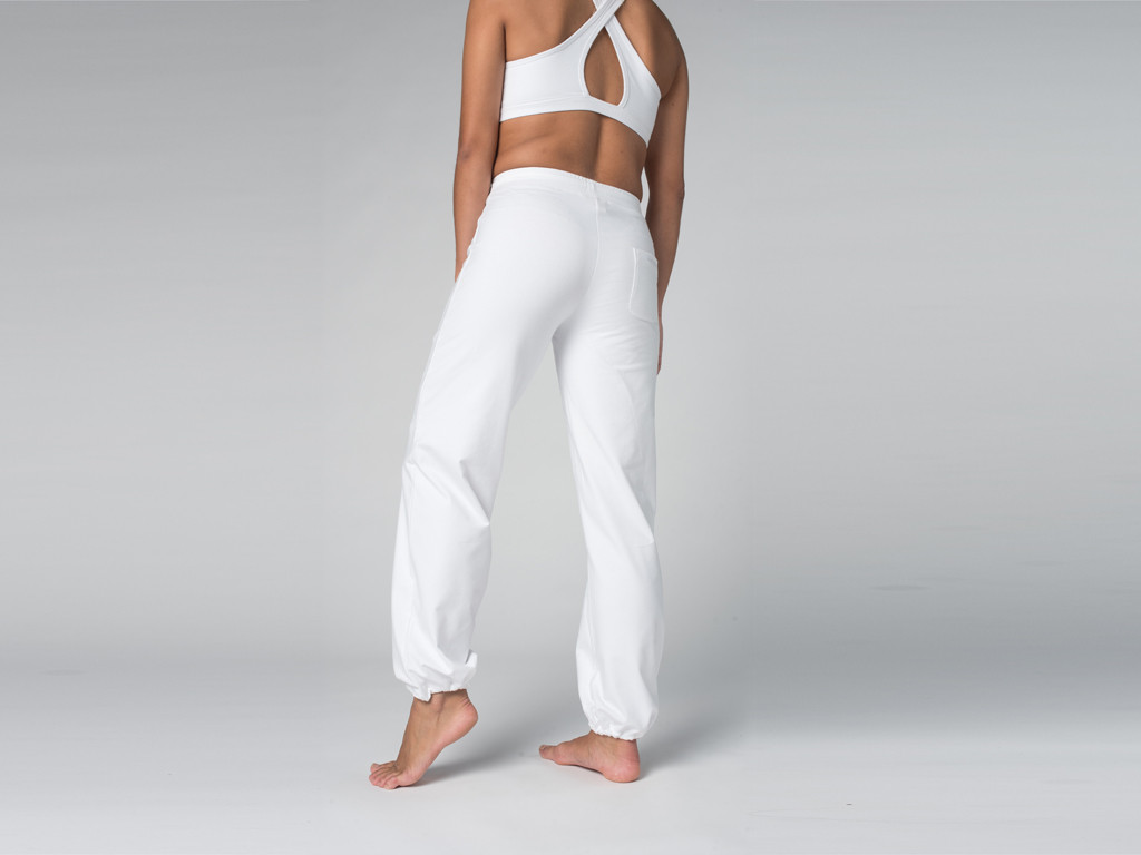 Calças de yoga Param - 95% algodão orgânico e 5% Lycra Branco