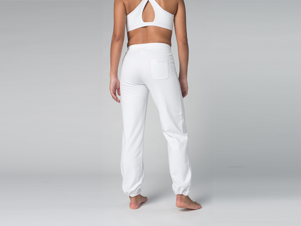 Pantalon de yoga Param - 95% coton Bio et 5% Lycra Blanc