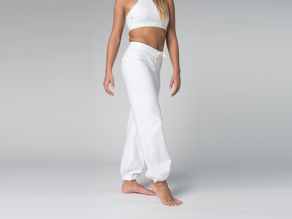 Pantalon de yoga Param - 95% coton Bio et 5% Lycra Blanc