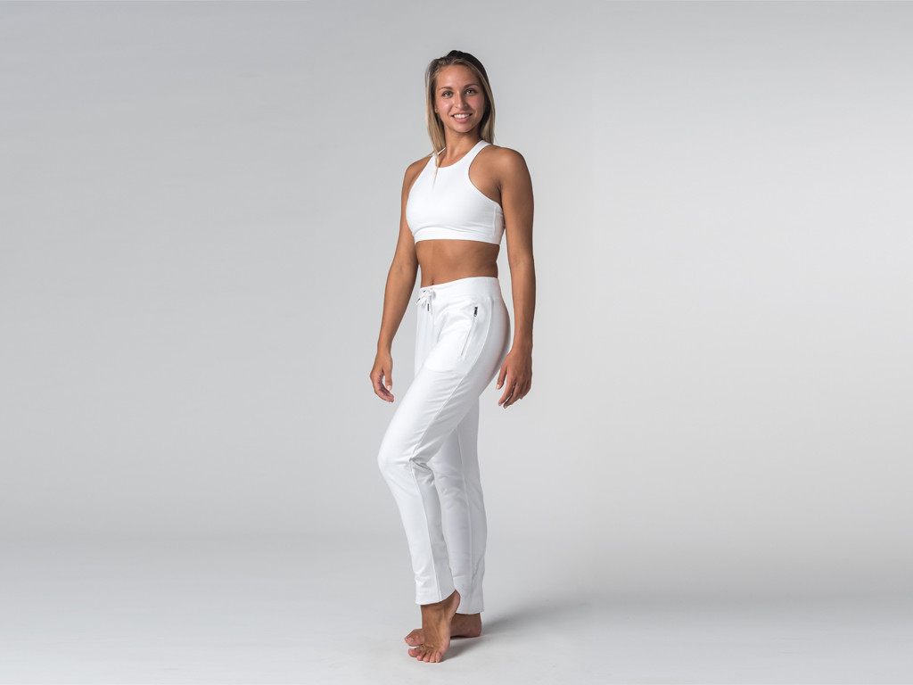 Pantalon de yoga Slim Femme - Coton Bio Blanc - Fin de Serie