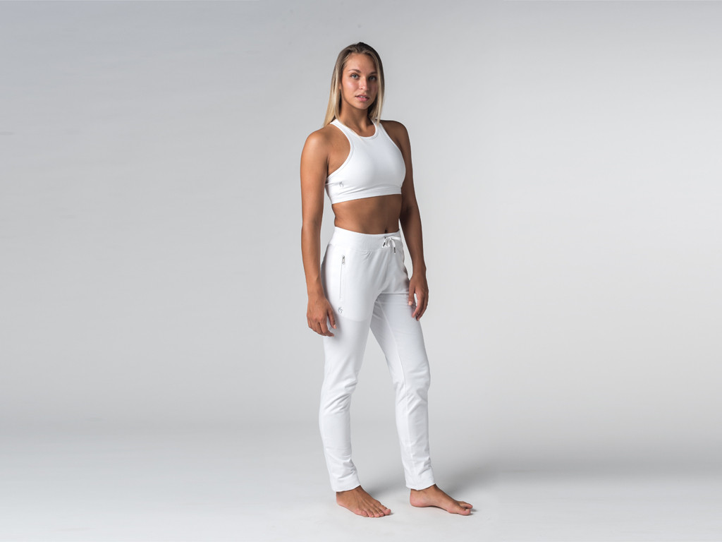 Pantalon de yoga Slim Femme - Coton Bio Blanc - Fin de Serie