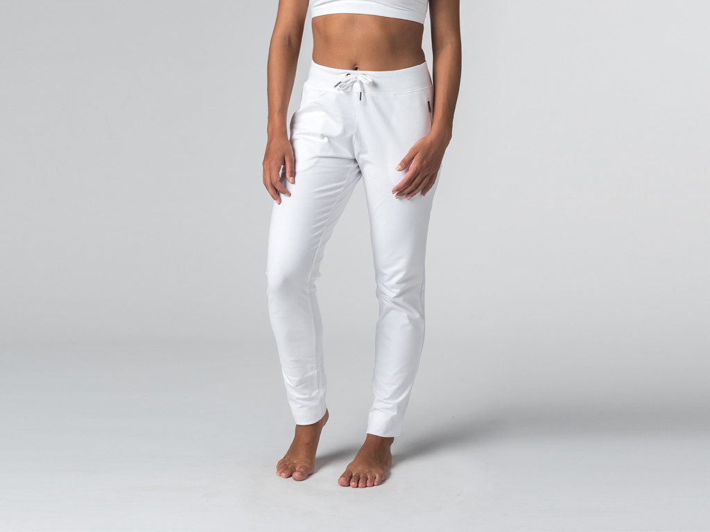 Pantalon de yoga Slim Femme - Coton Bio Blanc - Fin de Serie