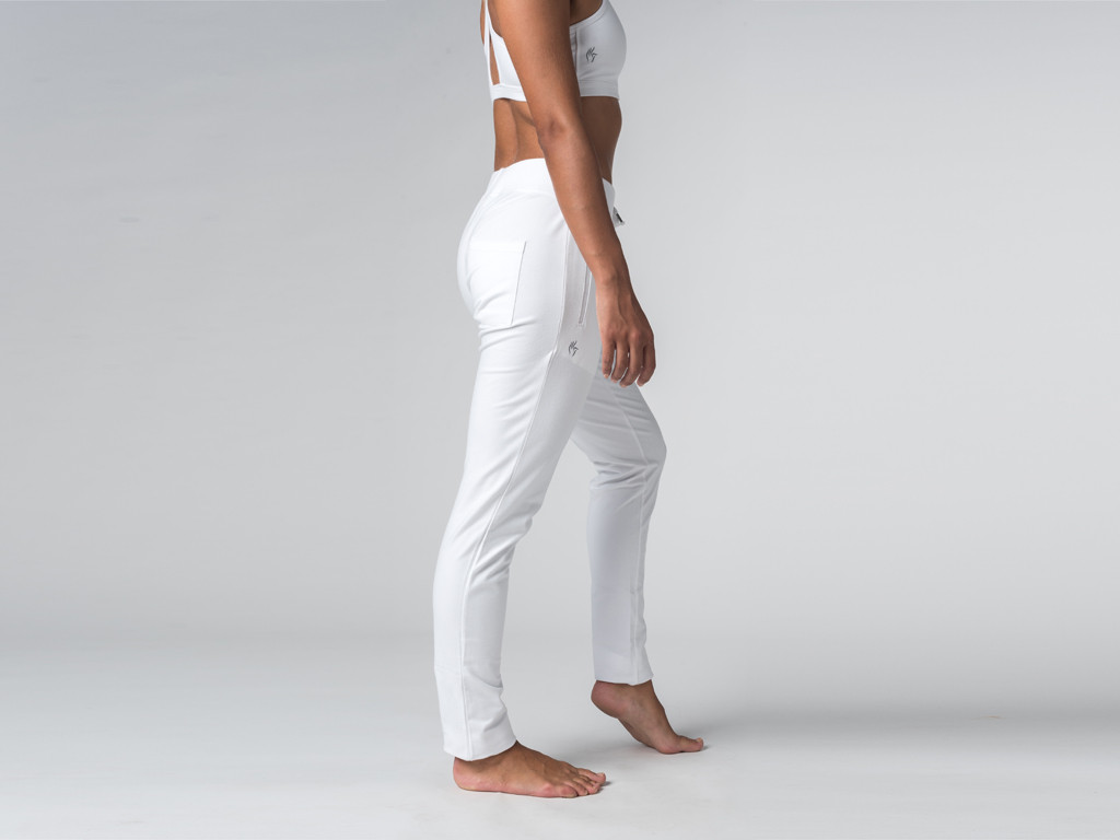 Pantalon de yoga Slim Femme - Coton Bio Blanc - Fin de Serie