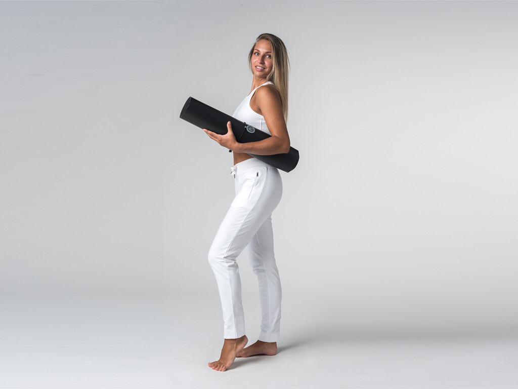 Pantalon de yoga Slim Femme - Coton Bio Blanc - Fin de Serie