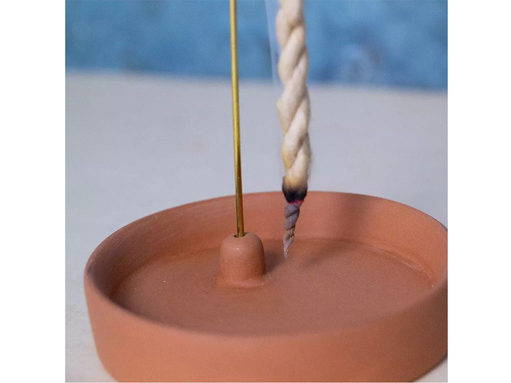 Porta-incenso nepalês de latão Ø 8 cm x A 13,5 cm