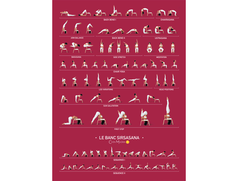 Poster delle variazioni di Sirsasana 41 cm x 57 cm - Borgogna