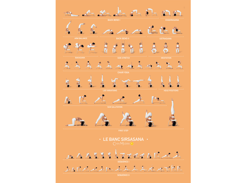 Poster de Sirsasana variations 41 cm x 57 cm - Orange