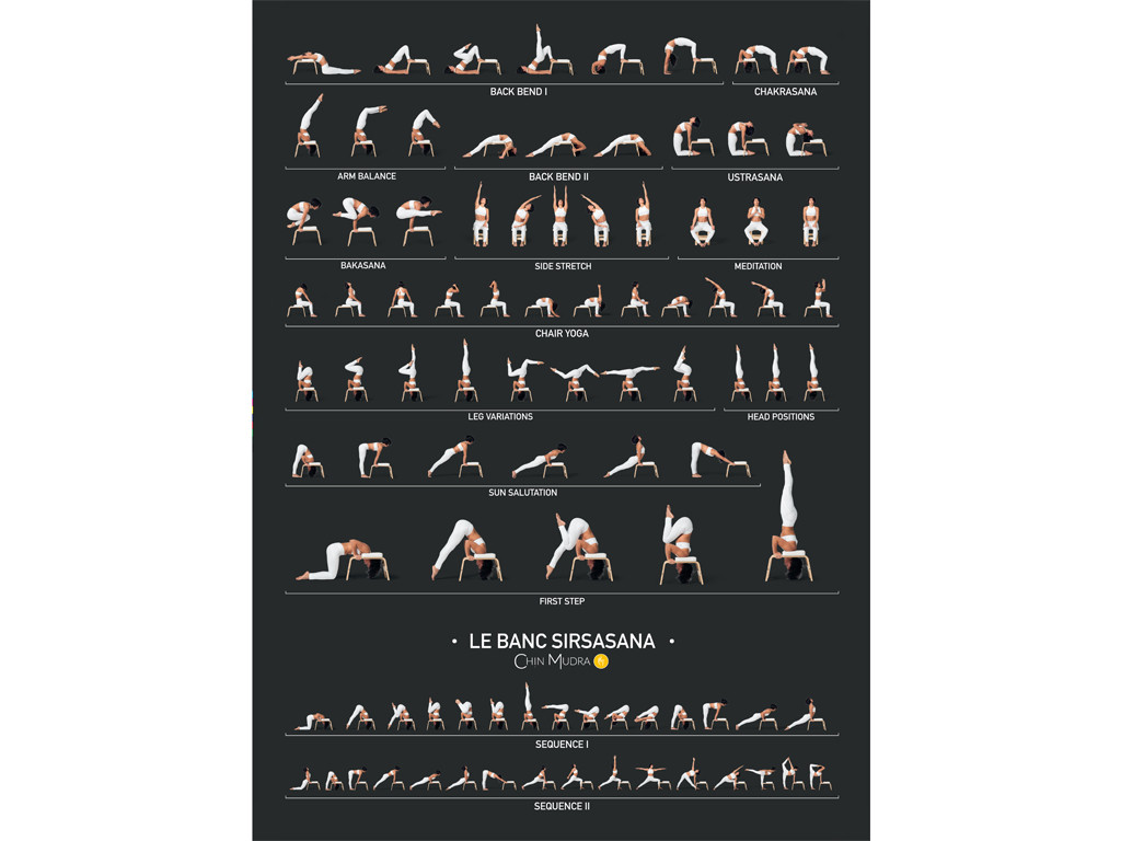 Poster de Sirsasana variations 41 cm x 57 cm - Noir