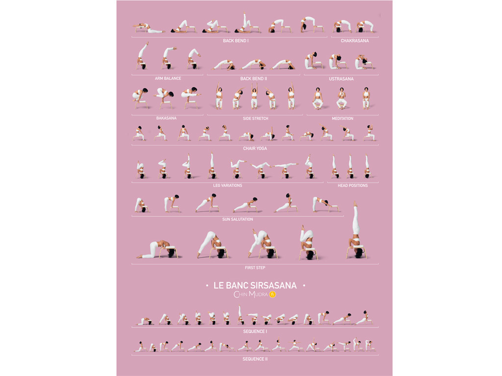 Poster mit Sirsasana-Variationen 41 cm x 57 cm – Lila