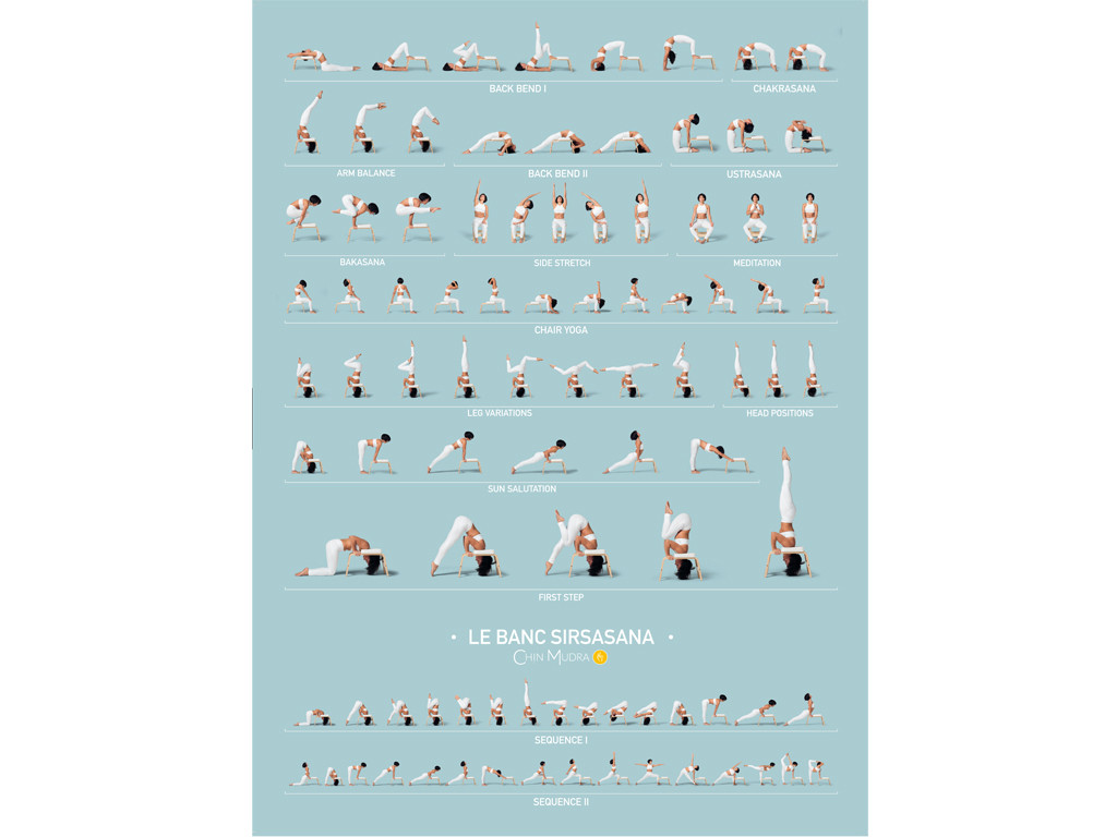 Poster de Sirsasana variations 41 cm x 57 cm - Bleu