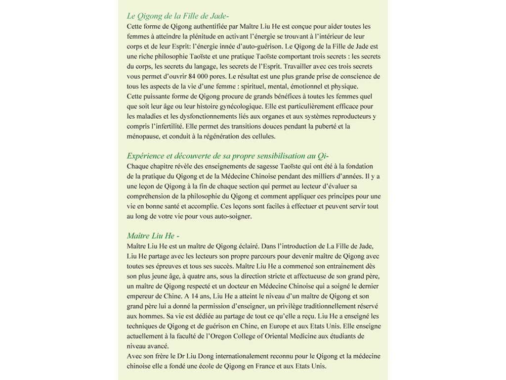 Qigong of The Jade Woman Maître Liu He