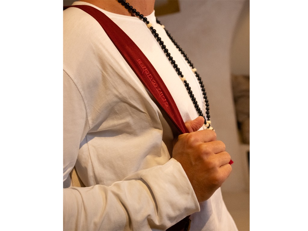 Sac à tapis de yoga 100% Coton Bio 71cm x 15cm Ecru/Bordeaux