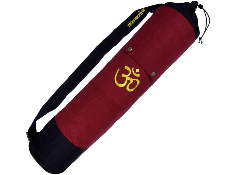 Sac à tapis de yoga 100% Coton Bio 90cm x 15cm Bordeaux/noir