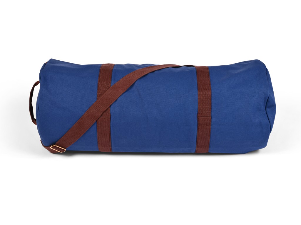Sac à Tapis de Yoga Baroudeur Coton Bio et Cuir végan - Bleu de chauffe 30 cm x 70 cm