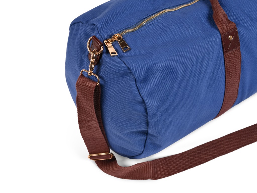 Sac à Tapis de Yoga Baroudeur Coton Bio et Cuir végan - Bleu de chauffe 30 cm x 70 cm