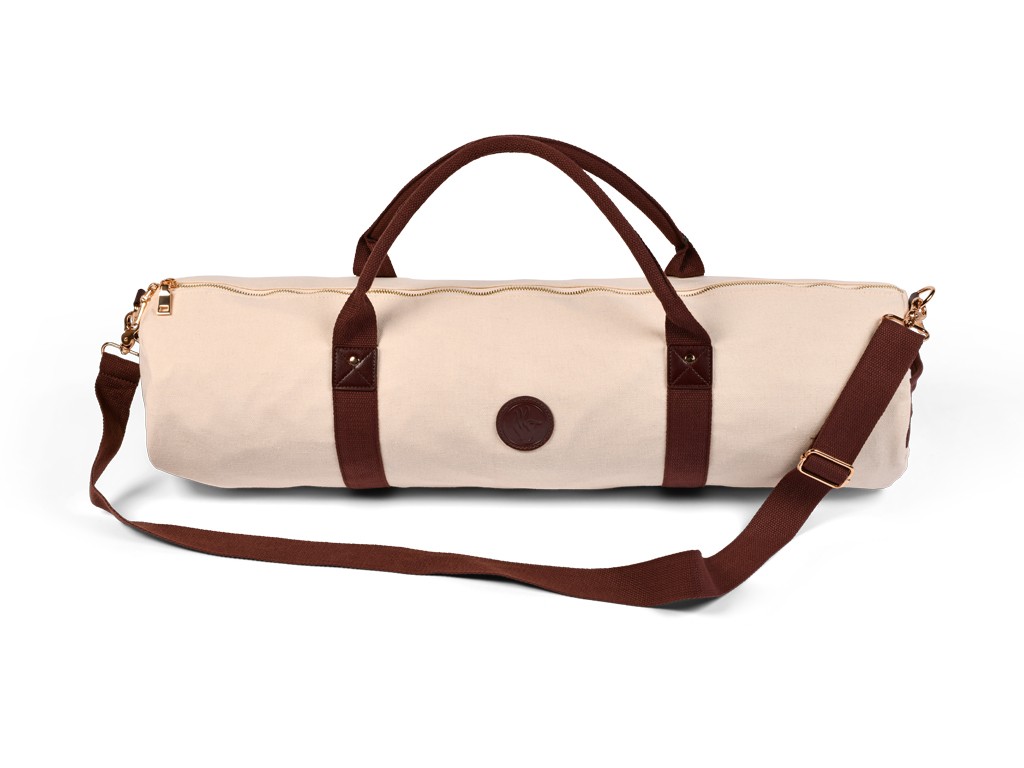 Sac à Tapis de Yoga Baroudeur Coton Bio et Cuir végan - Écru 20 cm x 70 cm