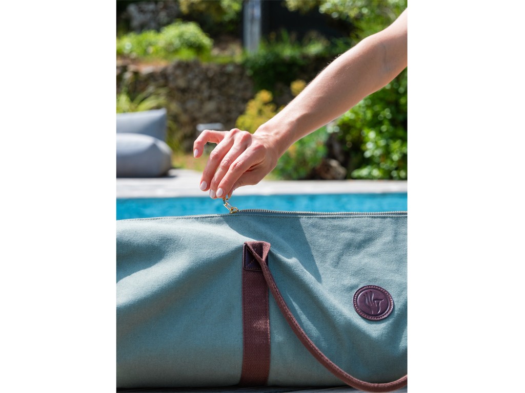 Sac à Tapis de Yoga Baroudeur Coton Bio et Cuir végan - Écru 20 cm x 70 cm