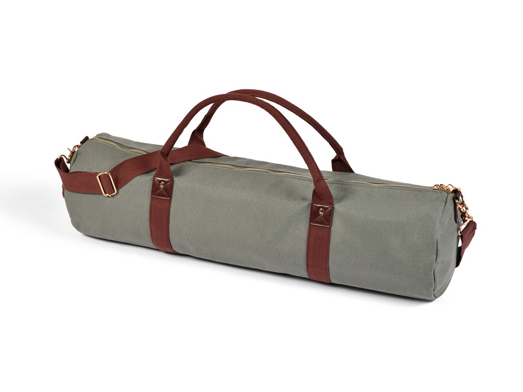 Sac à Tapis de Yoga Baroudeur Coton Bio et Cuir végan - Kaki 20 cm x 70 cm