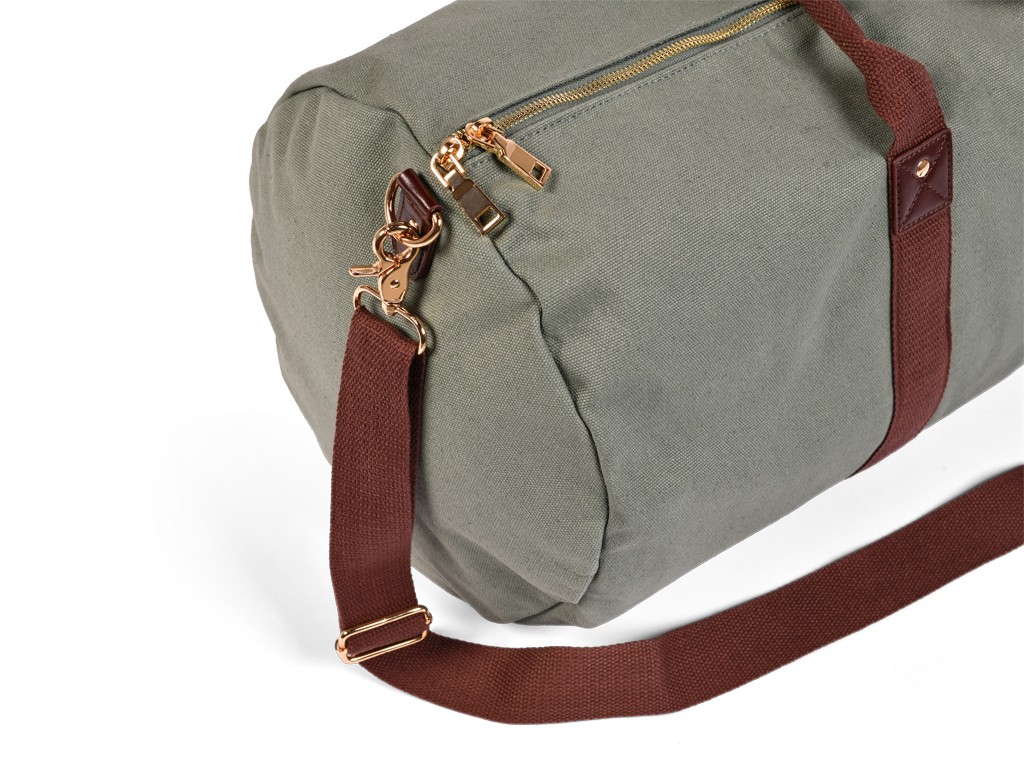Sac à Tapis de Yoga Baroudeur Coton Bio et Cuir végan - Kaki 30 cm x 70 cm