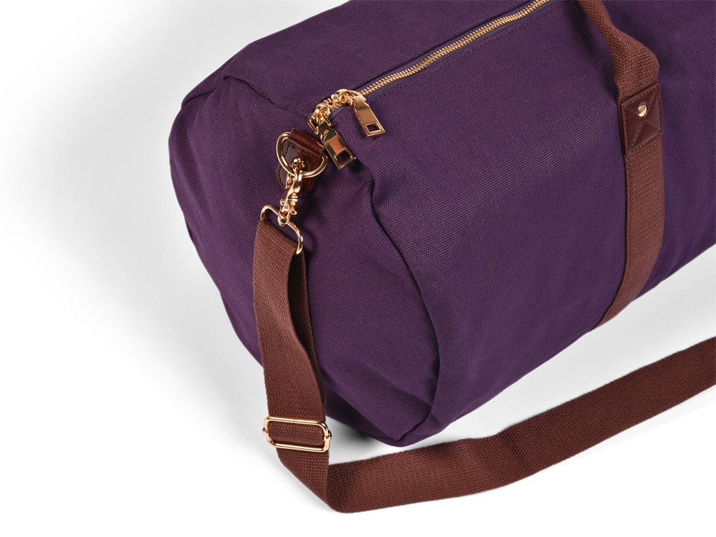 Sac à Tapis de Yoga Baroudeur Coton Bio et Cuir végan - Prune 20 cm x 70 cm