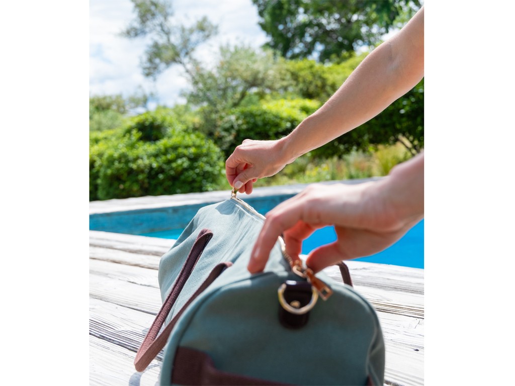 Sac à Tapis de Yoga Baroudeur Coton Bio et Cuir végan - Prune 20 cm x 70 cm