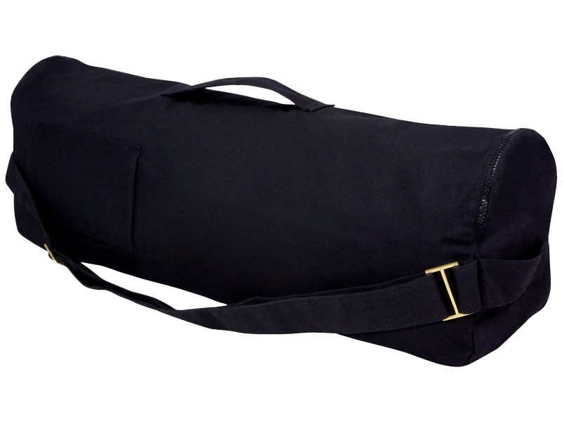 Bolsa para tapete de ioga elegante e moderna, 100% algodão orgânico, 92 cm x 17 cm. Preto