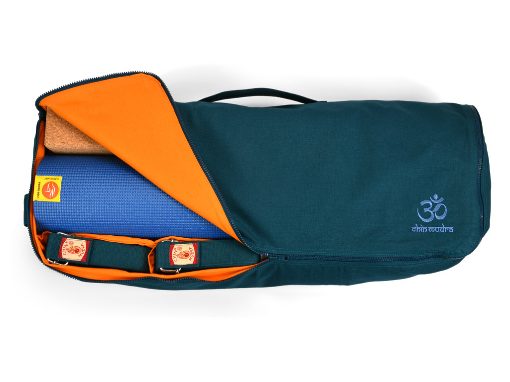 Sac à tapis de yoga Chic et Cool 100% Coton Bio 82cm x 17cm Bleu canard